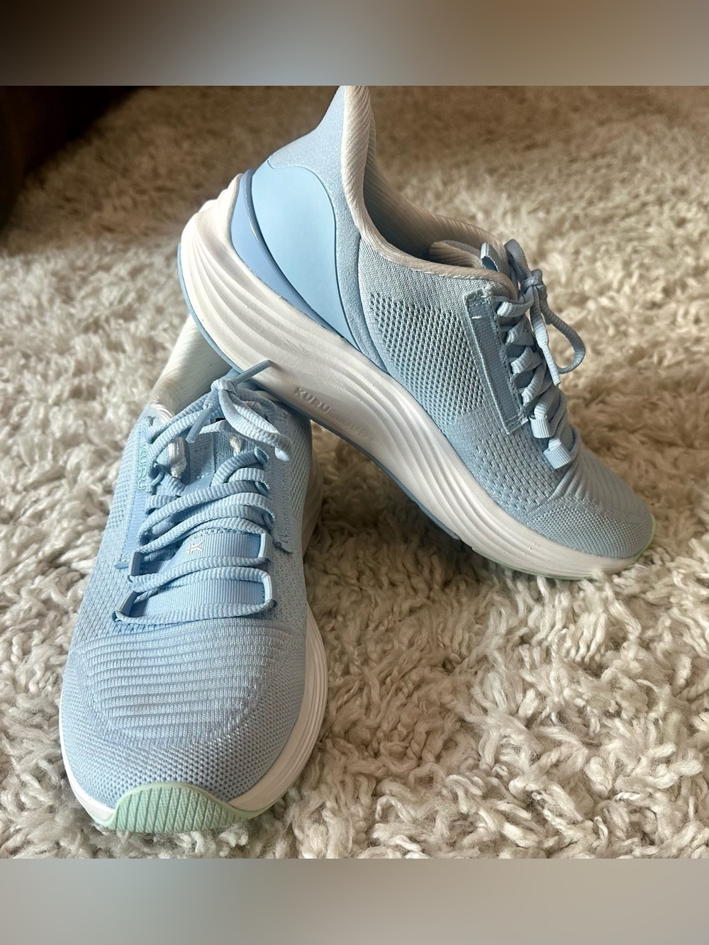 KURU Women's Light Blue Knit Athletic Sneakers for Plantar Fasciitis size 8.5